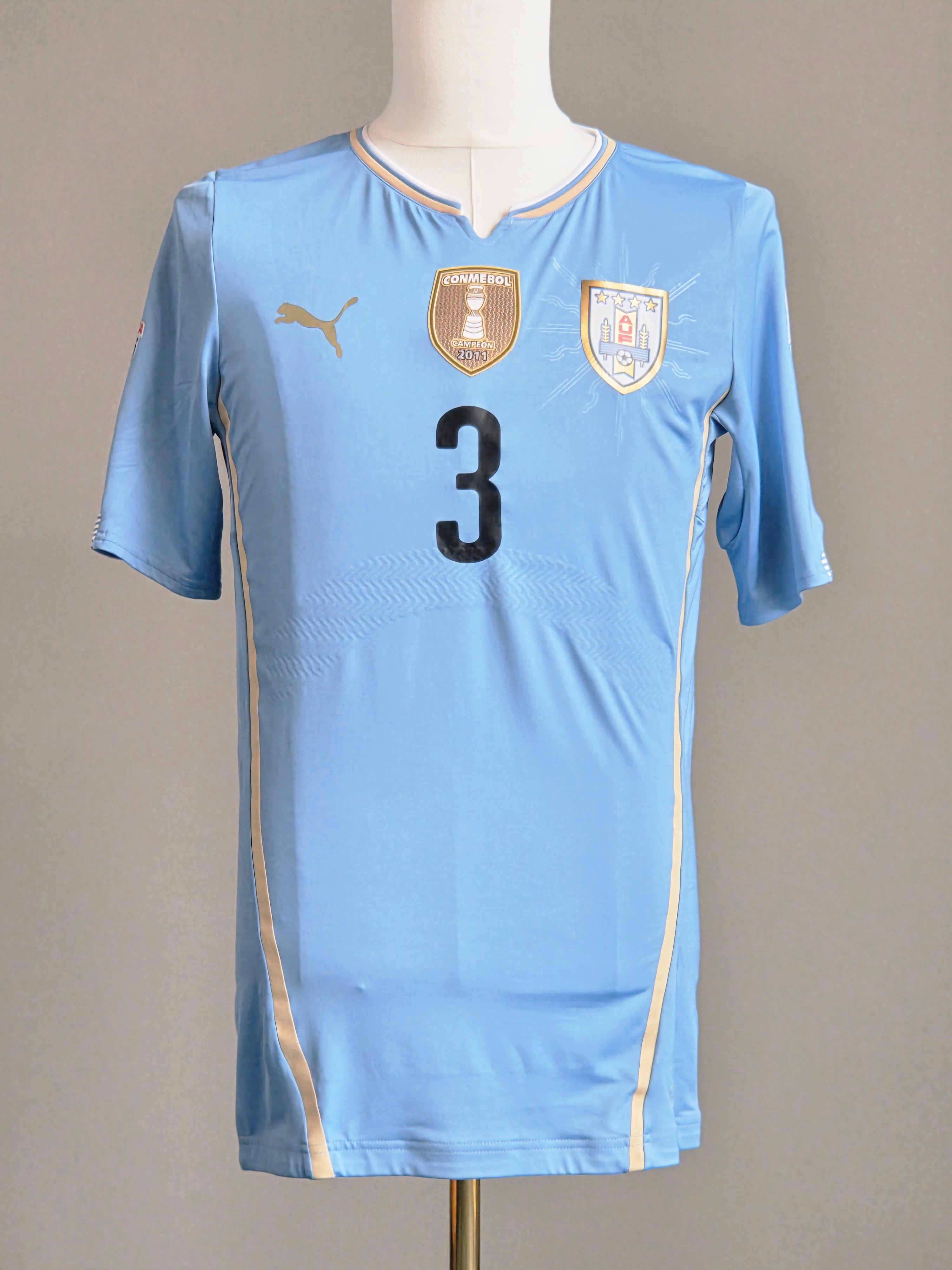 Uruguay 2011 Home Kit XL Godin (9/10) (Player version, Match Issue)